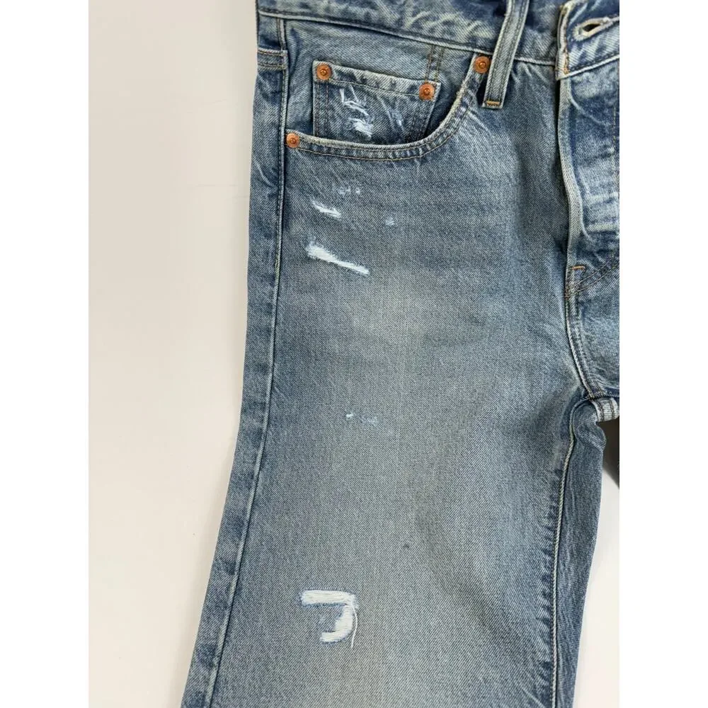 Levi's Premium Women 501 Original Fit Mid Rise Straight Leg Jeans 28x32 Blue NWT - Picture 7 of 16